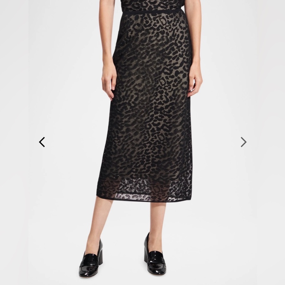 Theory Women’s Lace Midi Skirt Black Bleecker Cotton Size P NWT $375
